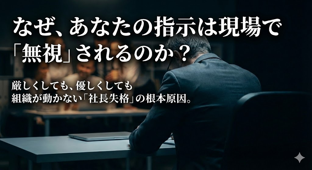 なぜ、あなたの指示は現場で「無視」されるのか？ 厳しくしても、優しくしても組織が動かない「社長失格」の根本原因。